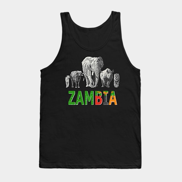 Africa's Big Five Zambia Pride Wildlife Tank Top by scotch